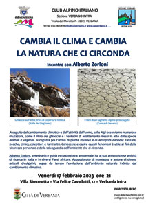 CAI Verbano: Cambia il clima e cambia la natura che ci circonda, incontro con Alberto Zorloni