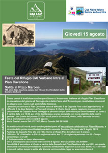 CAI Verbano: Festa del Rifugio al Pian Cavallone ed escursione celebrativa al Pizzo Marona - 15 agosto 2024