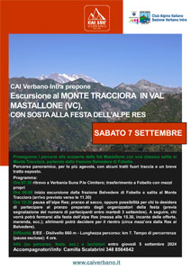 CAI Verbano: Escursione al Monte Tracciora in Val Mastallone (VC), con sosta alla Festa dell’Alpe Res - 7 settembre 2024