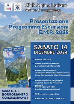 Presentazione programma escursionistico 2025 del Club Alpino Italiano Sezioni Est Monte Rosa - CAI Borgomanero - 14 dicembre 2024