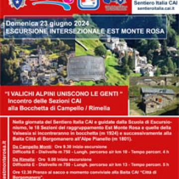 Escursione Intersezionale Est Monte Rosa: “I valichi alpini uniscono le Genti “, incontro delle Sezioni CAI alla Bocchetta di Campello / Rimella - 23 giugno 2024